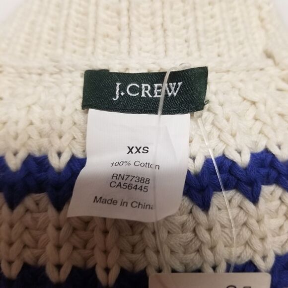 J Crew Ripplestitch Sweater Cardigan Button Down Cotton Blue Striped Chunky XXS - Picture 8 of 10